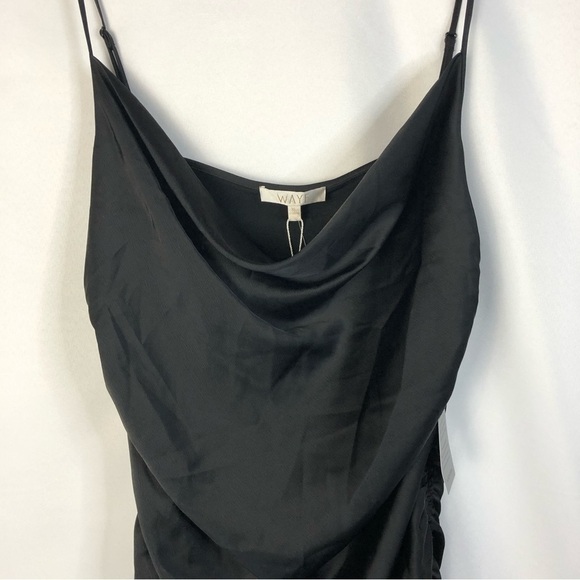 WAYF Black Cinched Side Mini Slip Dress XL - Picture 3 of 5
